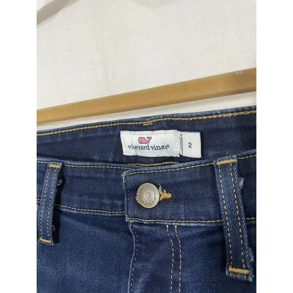 Vineyard Vines Womens Cuffed Denim Jean Shorts Medium Dark Wash Size 2